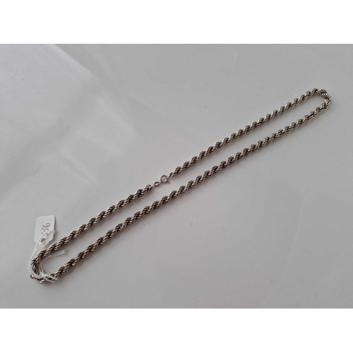 556 - A silver rope link chain, 24 inch, 34 g.