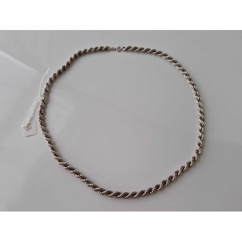 556 - A silver rope link chain, 24 inch, 34 g.