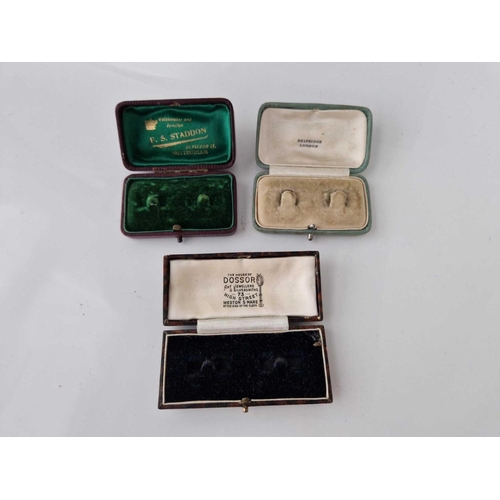 579 - Three antique cufflink boxes