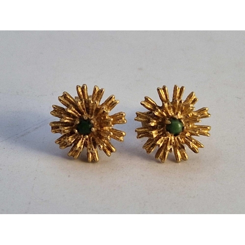 69 - Pair of gold and turquoise earrings 2.1g