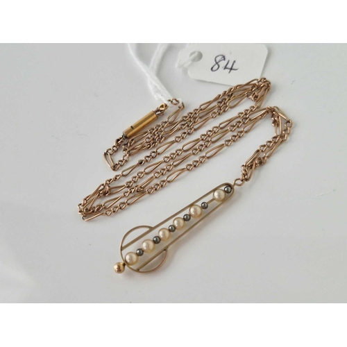 84 - A pendant and gold chain with metal clasp, 9ct, 17 inch, 4.1 g