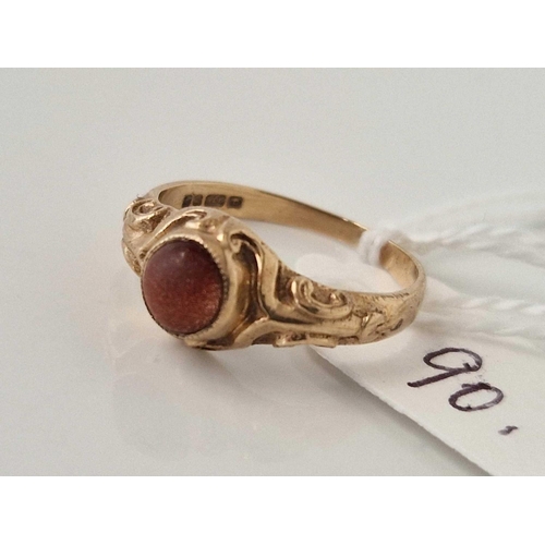 90 - A fancy ring with gold stone, 9ct, size M, 2.3 g.