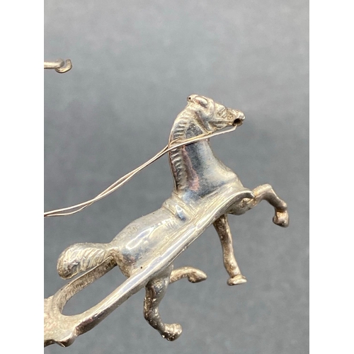 175 - A miniature silver horse chariot