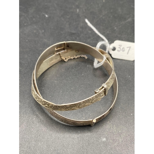 307 - Two silver bangles 36g