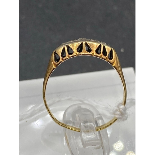 405 - A antique boat shaped five stone diamond ring 18ct gold size N 1.7 gms