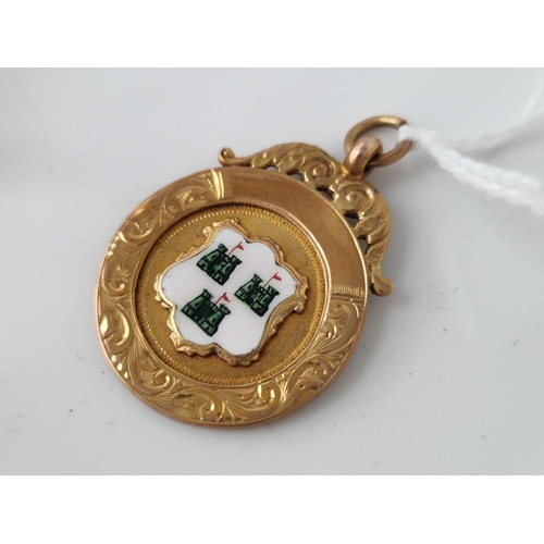 116 - A boxed 9ct and enamel medallion Weymouth league 9ct 5.3 gms