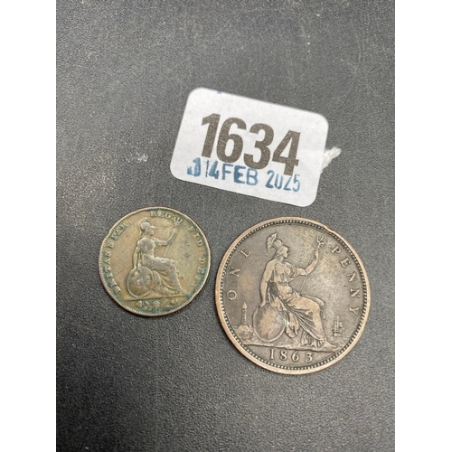 1634 - Penny 1863 +1848 farthing