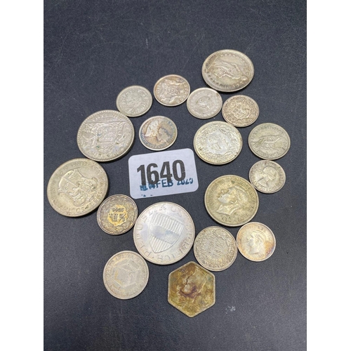 1640 - Foreign silver coins, 78g