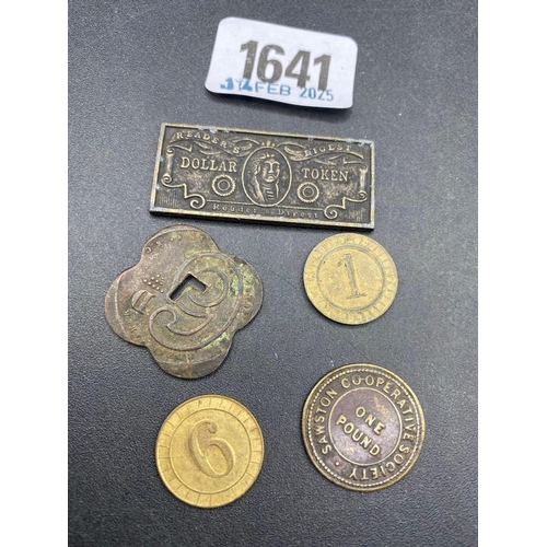 1641 - Detroit dollar token + 4 others