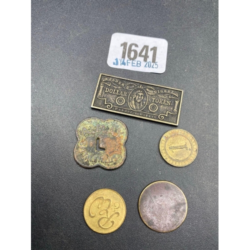 1641 - Detroit dollar token + 4 others