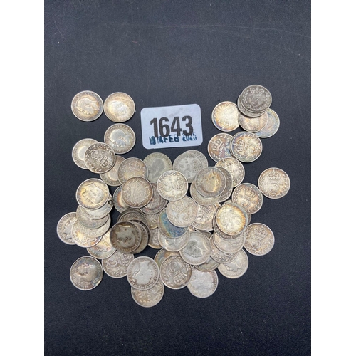 1643 - Pre 1920 silver 3doins, 92gg