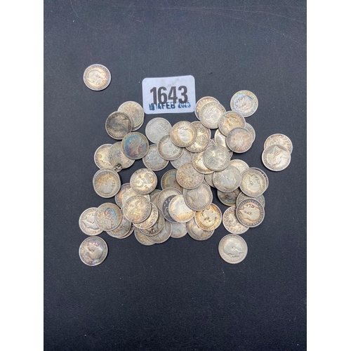 1643 - Pre 1920 silver 3doins, 92gg