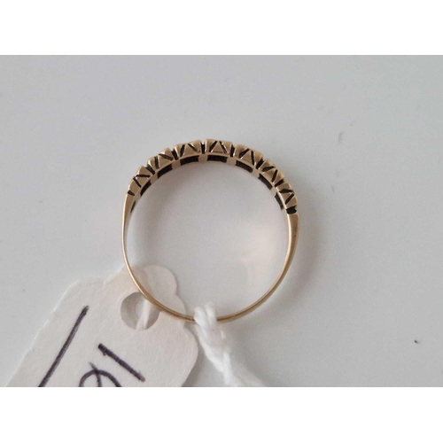 166 - A diamond half hoop ring, 9ct, size L, 1.5 g.