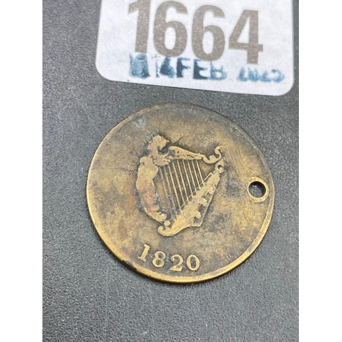 1664 - Irish coin 1820 (holed)