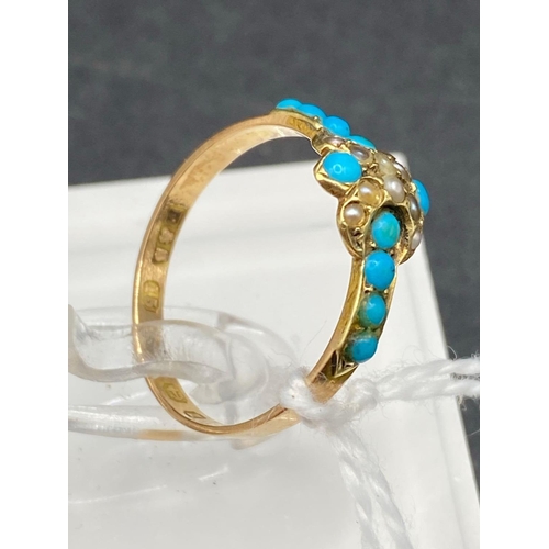 177 - A Victorian turquoise ring Birmingham 1899 15ct gold size O 2 gms