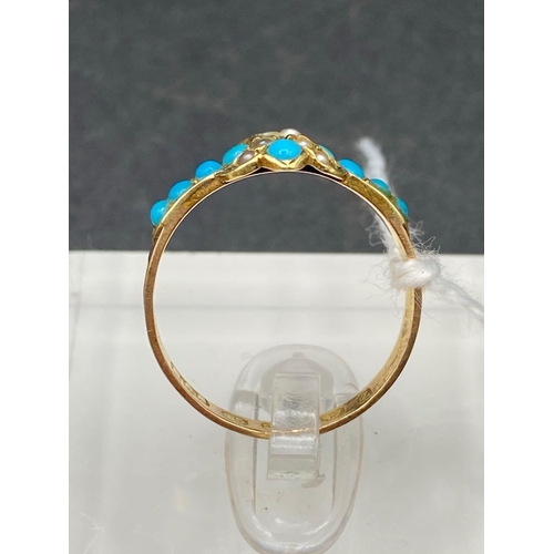 177 - A Victorian turquoise ring Birmingham 1899 15ct gold size O 2 gms