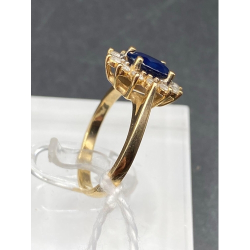 180 - A sapphire and diamond ring 14ct gold size N 3.8 gms