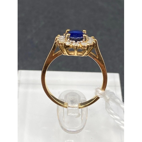 180 - A sapphire and diamond ring 14ct gold size N 3.8 gms