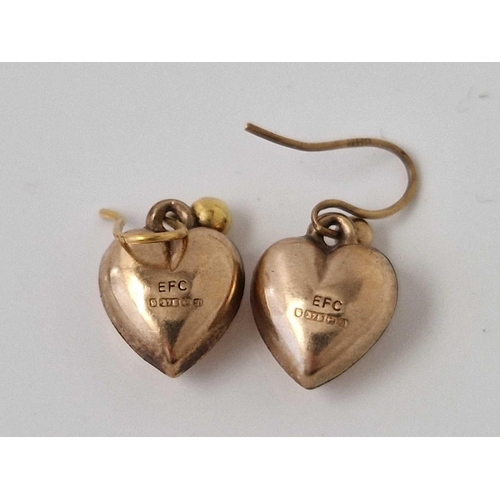 186 - A pair of heart earrings 9ct 1.6 gms