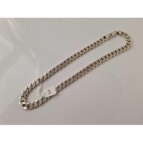 2 - A heavy silver flat link neck chain 19 inch 91 gms