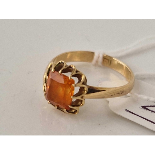 20 - A orange stone ring14ct gold size N 2.5 gms