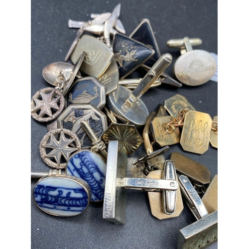 205 - Eleven pairs of solid silver cufflinks