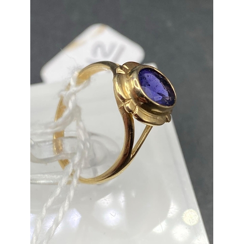 212 - A amethyst ring 9ct size L 2 gms