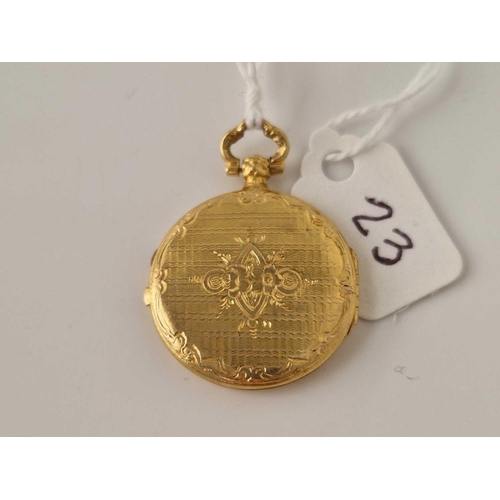 23 - A ANTIQUE CIRCULAR LOCKET VINAIGRETTE 18CT GOLD