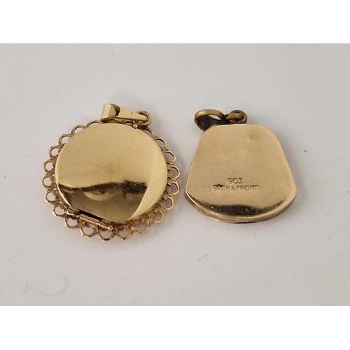 256 - A art deco back and front locket together with a filagree yellow metal locket