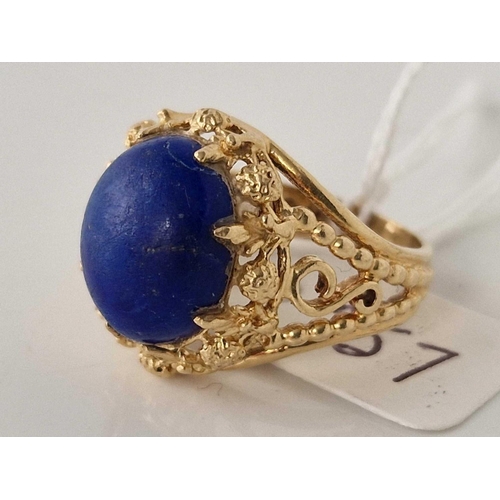 257 - A LAPIS LAZULI RING 14CT GOLD SIZE N 6.8 GMS