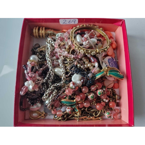 269 - A large box of costume jewellery