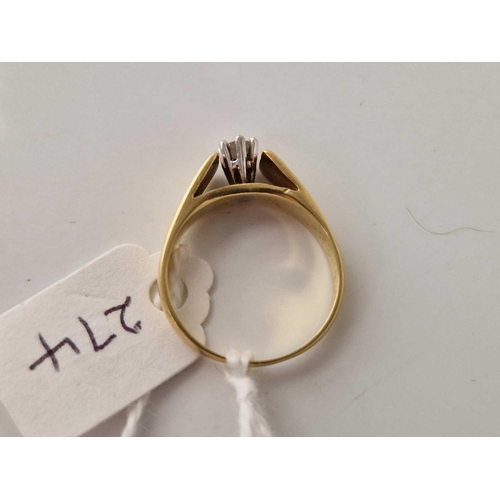 274 - A SOLITAIRE DIAMOND RING 18CT GOLD SIZE N 4 GMS