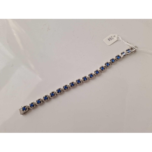 288 - A silver multi blue stone bracelet 7.5 inches