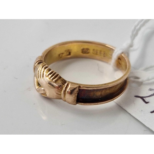 297 - A antique hands ring 15ct gold size O