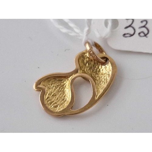 334 - A cat pendant 20ct gold 3 gms