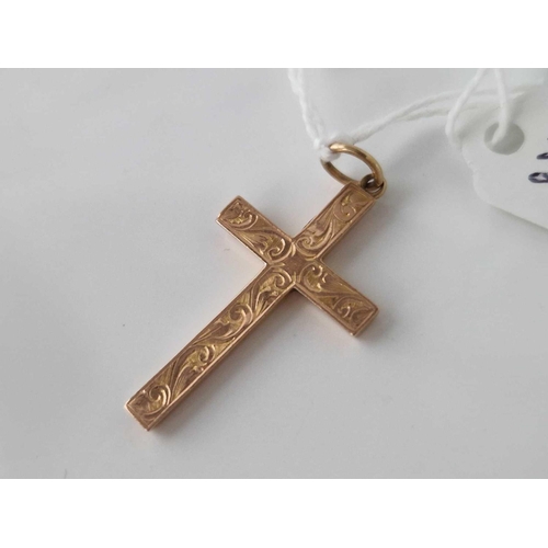 336 - A engraved cross pendant 9ct 1.2 gms