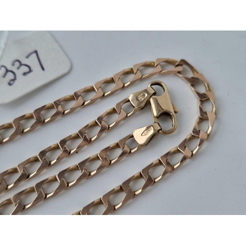 337 - A FLAT LINK NECK CHAIN 9CT 18 INCH 12.6 GMS