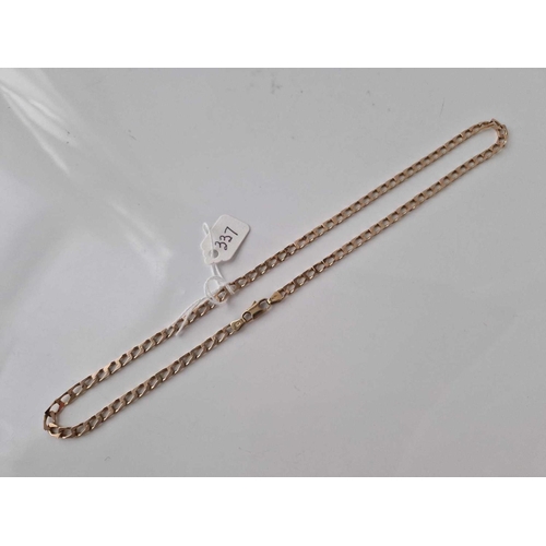 337 - A FLAT LINK NECK CHAIN 9CT 18 INCH 12.6 GMS