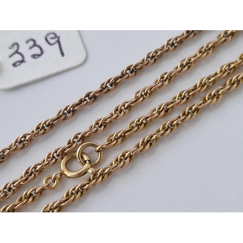 339 - A FANCY LINK NECK CHAIN 9CT 24 INCH 9.5 GMS