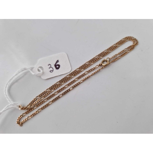 36 - A Figaro link neck chain 9ct 15 inch 2.2 gms