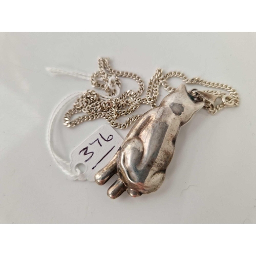 376 - A silver cat pendant necklaces 18 inch