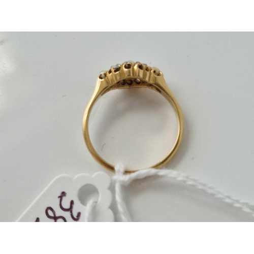 382 - A PEARL AND DIAMOND RING 18CT GOLD SIZE N 3.4 GMS