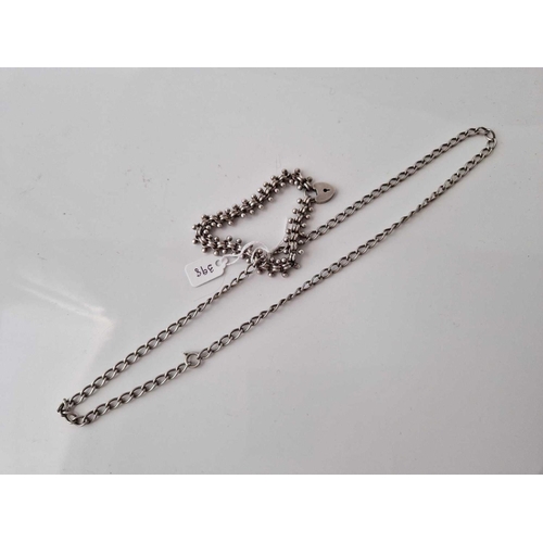 398 - A silver neck chain 24 inch and bracelet 7 inch 37 gms