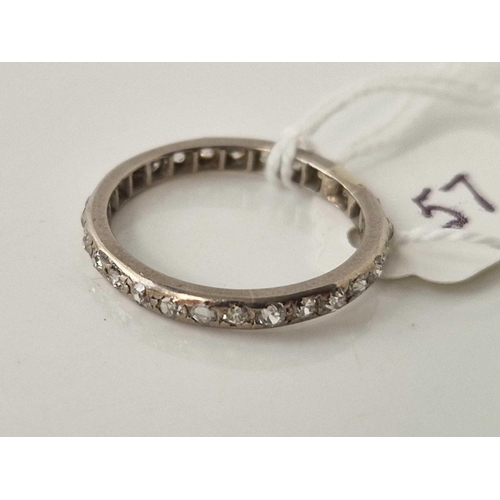 57 - A EDWARDIAN WHITE GOLD DIAMOND ETERNITY RING 18CT GOLD SIZE Q 2.4 GMS BOXED