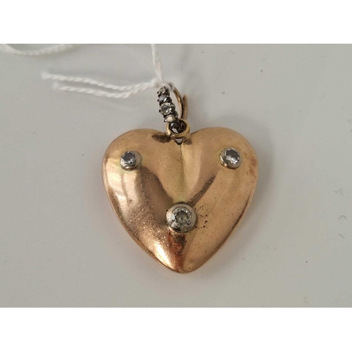 59 - A LARGE EARLY VICTORIAN GOLD AND OLD CUT DIAMOND HEART PENDANT 13.2 GMS BOXED