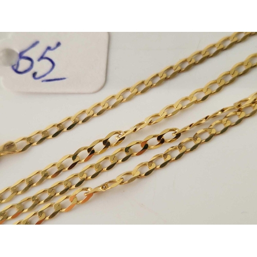 65 - A flat link neck chain 9ct 18 inch 2.8 gms