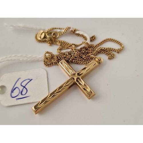 68 - A large plain cross on neck chain all 9ct 2.8 gms