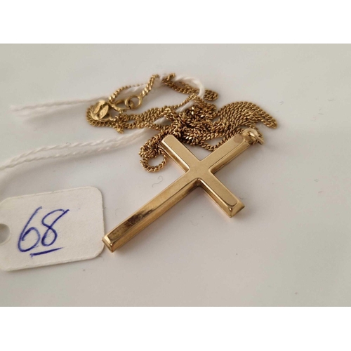 68 - A large plain cross on neck chain all 9ct 2.8 gms