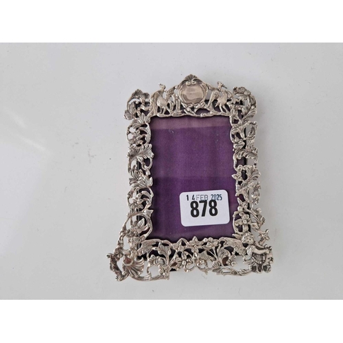 878 - A good Late Victorian photo frame with pierced and chased border, 5� high, London 1892 by WC