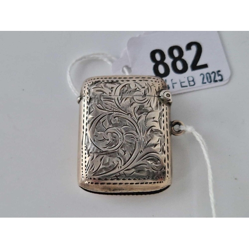 882 - An Edwardian scroll engraved vesta case, Birmingham 1905 by GH